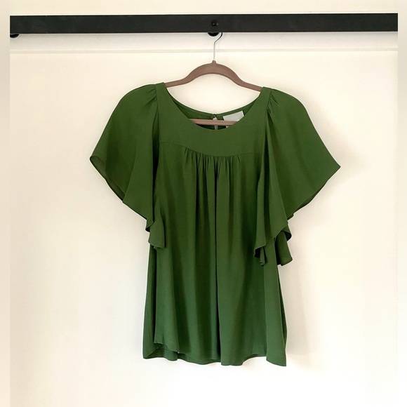 Anthropologie Maeve Green Prato Flutter Tee - Picture 3 of 6